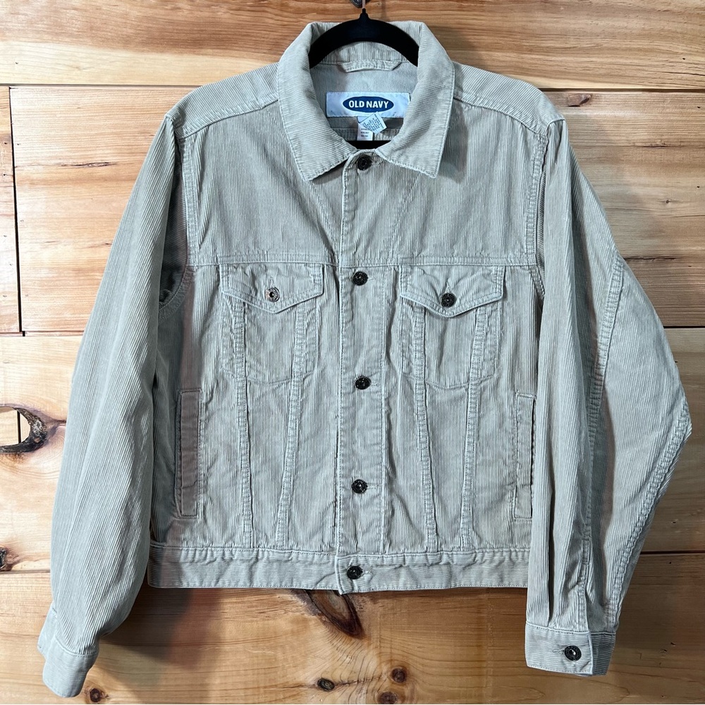 Old Navy Men's Tan Corduroy 100% Cotton Trucker Jacket Old School Classic